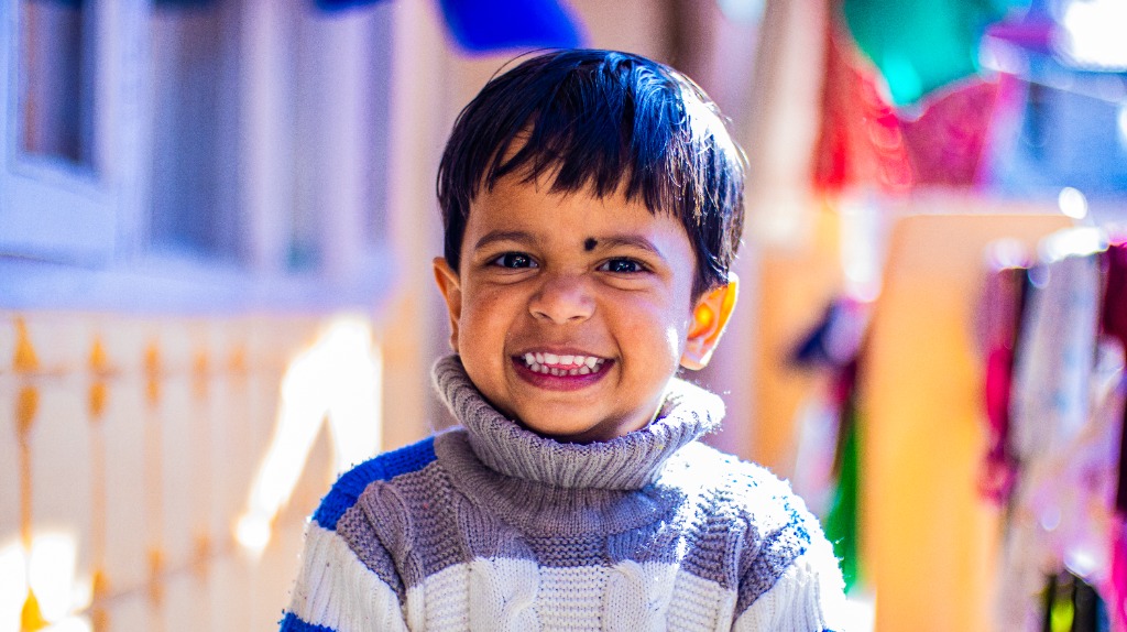 Smiling toddler boy portrait